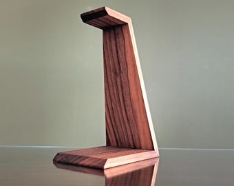 Handmade Wooden Headphone Stand: MCM Scandinavian Style Desk Organizer