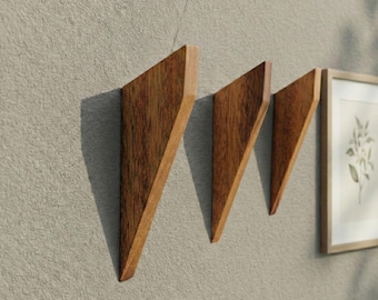 Modern Decorative Wooden Wall Hooks | Wooden Coat Hooks for Wall |  Walnut Wall Hooks | Minimalist Coat Rack | Stylish Wooden Hanger Hooks