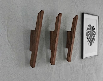 Mid Century Modern Wall Hooks with Scandinavian Influence – Wooden Coat Hooks for Entryway