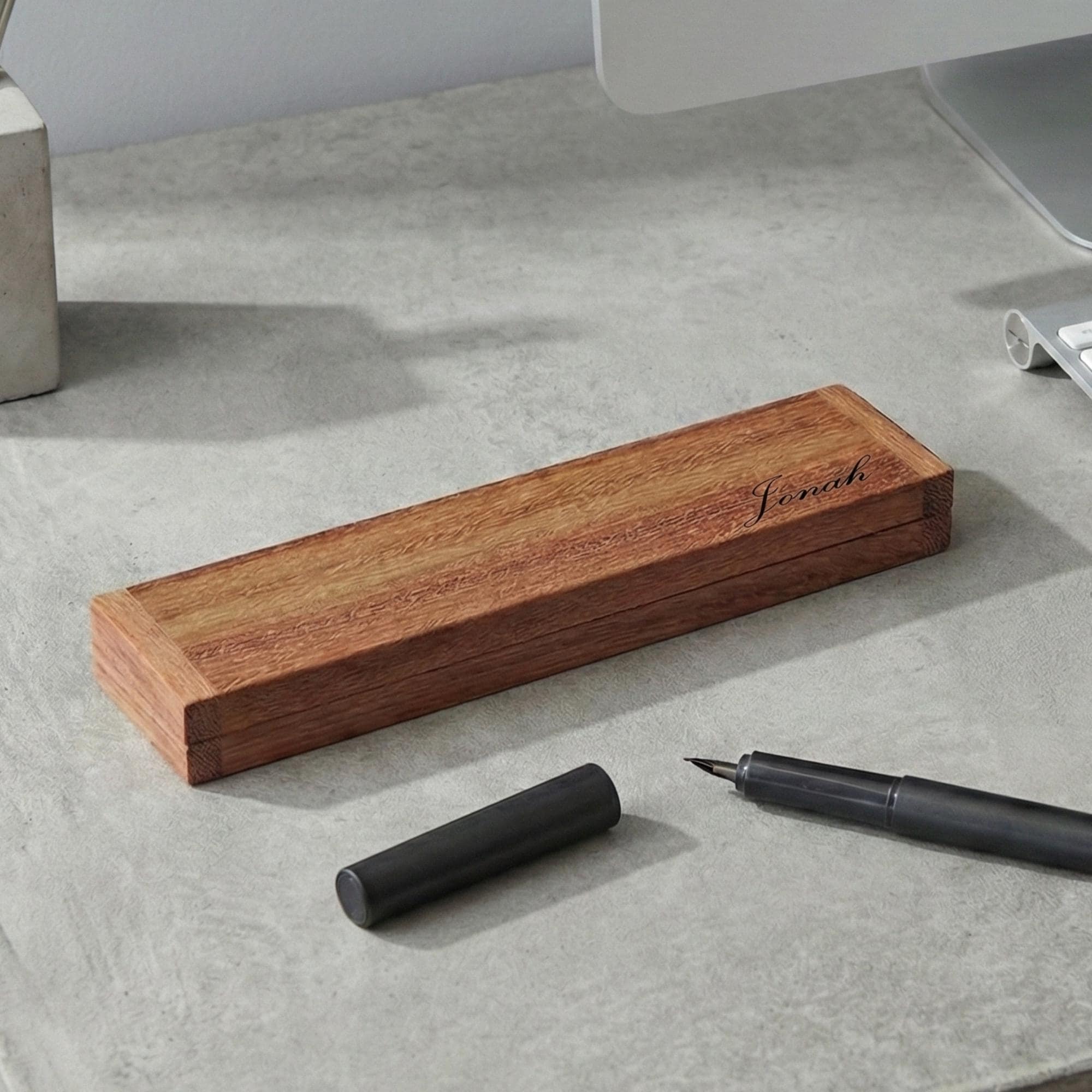 Personalized Wooden Pen Box - Custom Engraved Fountain Pen Case