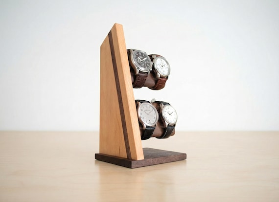 Walnut Four Watch Stand  Bedside Jewelry Holder Handmade