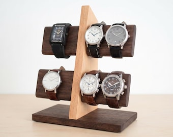 Walnut 8 Watch Stand  Bedside Jewelry Holder Handmade