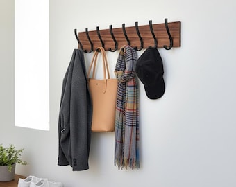 Walnut Entryway Shelf, Walnut Coat Rack, Entryway Hooks With Shelf, Organization Shelf With Hooks, Shelf