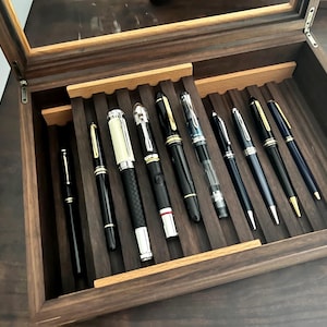 Walnut Pen Box Wooden Pen Holder fountain Pen Display Pencil Display Desk Organizer Pen Stand Handmade office décor office gift