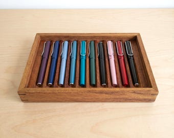 Handmade Walnut Pen Box: Wooden Fountain Pen Display, Desk Organizer