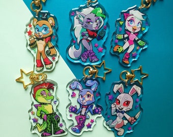 Accessoires: FNAF-beveiligingsinbreuk Freddy, Monty, Chika, Roxanne, Bonnie, Vanny Glamrock