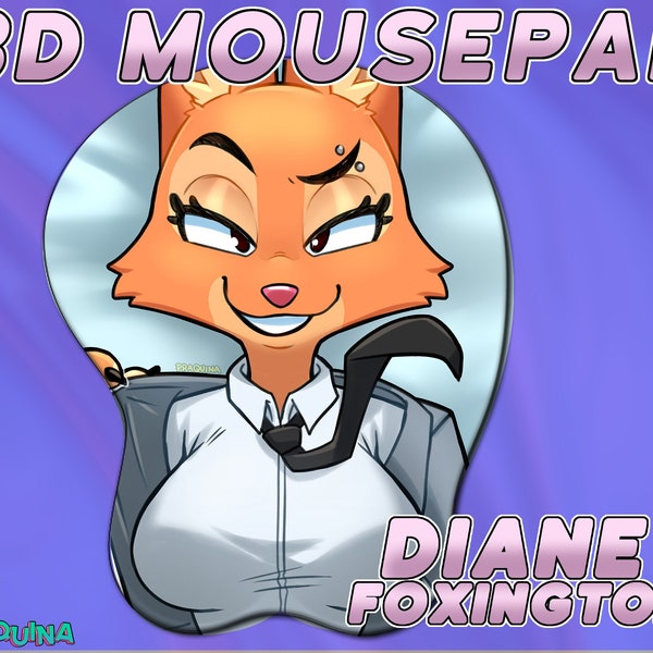 Diane Foxington Bad Guys Furry 3D Oppai MousePad with Wrist Rest