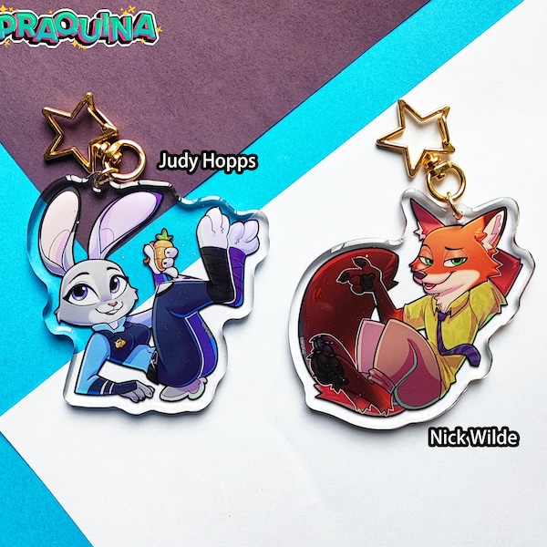 Acrylic Keychains: Judy Rabbit Bunny Nick Fox