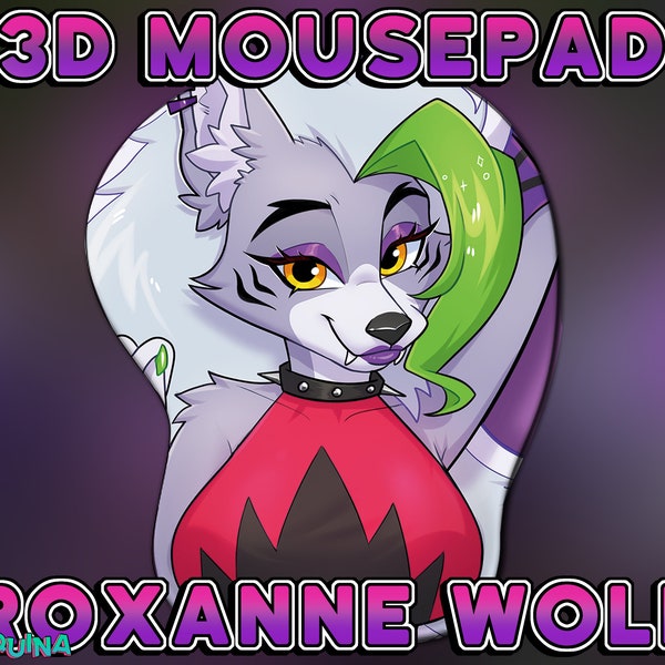 FNAF Roxanne Wolf Furry 3D Oppai MousePad with wrist rest