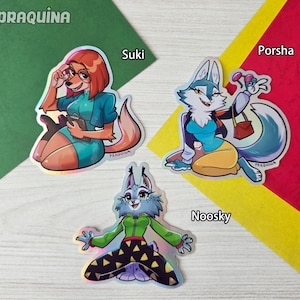 Holografiska vinylklistermärken: Sing 2 Porsha, Noosky, Suki