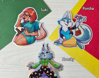 Holographic Vinyl Stickers : Sing 2 Porsha, Noosky, Suki