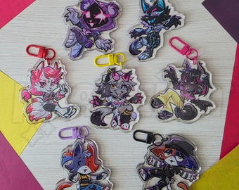 Acrylic Keychains: Wolfie, Raven, Highwire, Kimiko, Lupe, Cate , Meowskulls furry girls