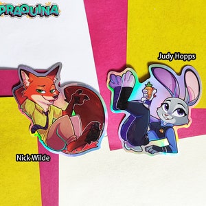 Holographic Vinyl Stickers : Judy Hopps and Nick Wilde