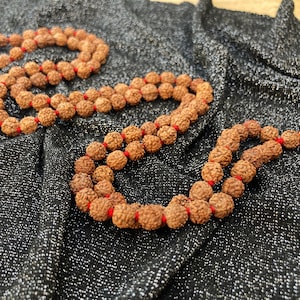 Rudraksha Mala Necklace 8-9 mm 108 Prayer Beads, Knotted Rudraksha Necklace, India Shiva Mala, Yoga Meditation Rosary, Buddhist Tibetan Mala