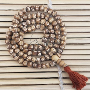 Inlayed Yak Bone Tibetan Mala, Kapala Prayer Beads, Protection Necklace, Buddhist Jewelry, Yoga Gifts, Handmade Jewelry