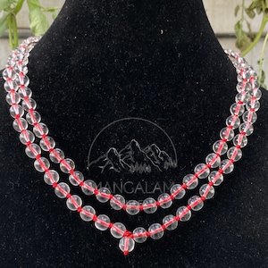 Quartz Mala Necklace, Sphatik Mala 8MM, Mala beads 108 Necklace, Beaded Yoga mala, Crystal necklace, Yoga 108 gemstone Necklace, Sphatika