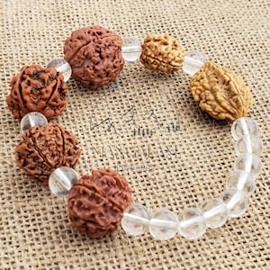 Rudraksha 2 3 4 5 6 7 Mukhi (Face) Beads with Sphatik Bead Bracelet- Lab Certified, Rudraksha Bracelet, Handmade Jewelry