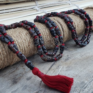 108 Black Skull Prayer Beads Mala, Skull Meditation Mala, Hindu Goddess Kali Alter Beads, Skull Mala Necklace, Kali Mala Necklace