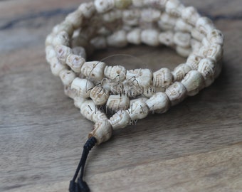 Bone Skull Mala, Kapala Prayer Beads, Protection Necklace, Buddhist Jewelry, Yoga Gifts, Handmade Jewelry