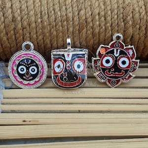 Jagannath Baladev and Subhadra Pendent - Sacred Hindu Deity Pendent for Worship and Silver Pendent