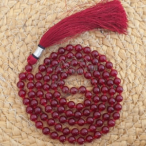 Red Jade Mala 8MM, Red Jade Necklace, Statement Necklace, Handmade Necklace, Statement Necklace, Mala Necklace, 108 Beads