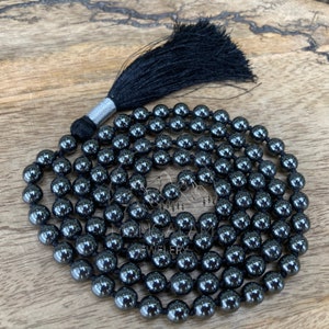 Balancing Mala, Hematite Mala, 108 Mala Beads, Hematite Necklace, Bohemian Jewelry, Protective Crystals, Statement Necklace