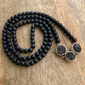 Most Powerful Shaligram Mala with Three Silver Shaligram Pendent ,Shaligram Necklace, Rosary Mala, Symbolic Necklace