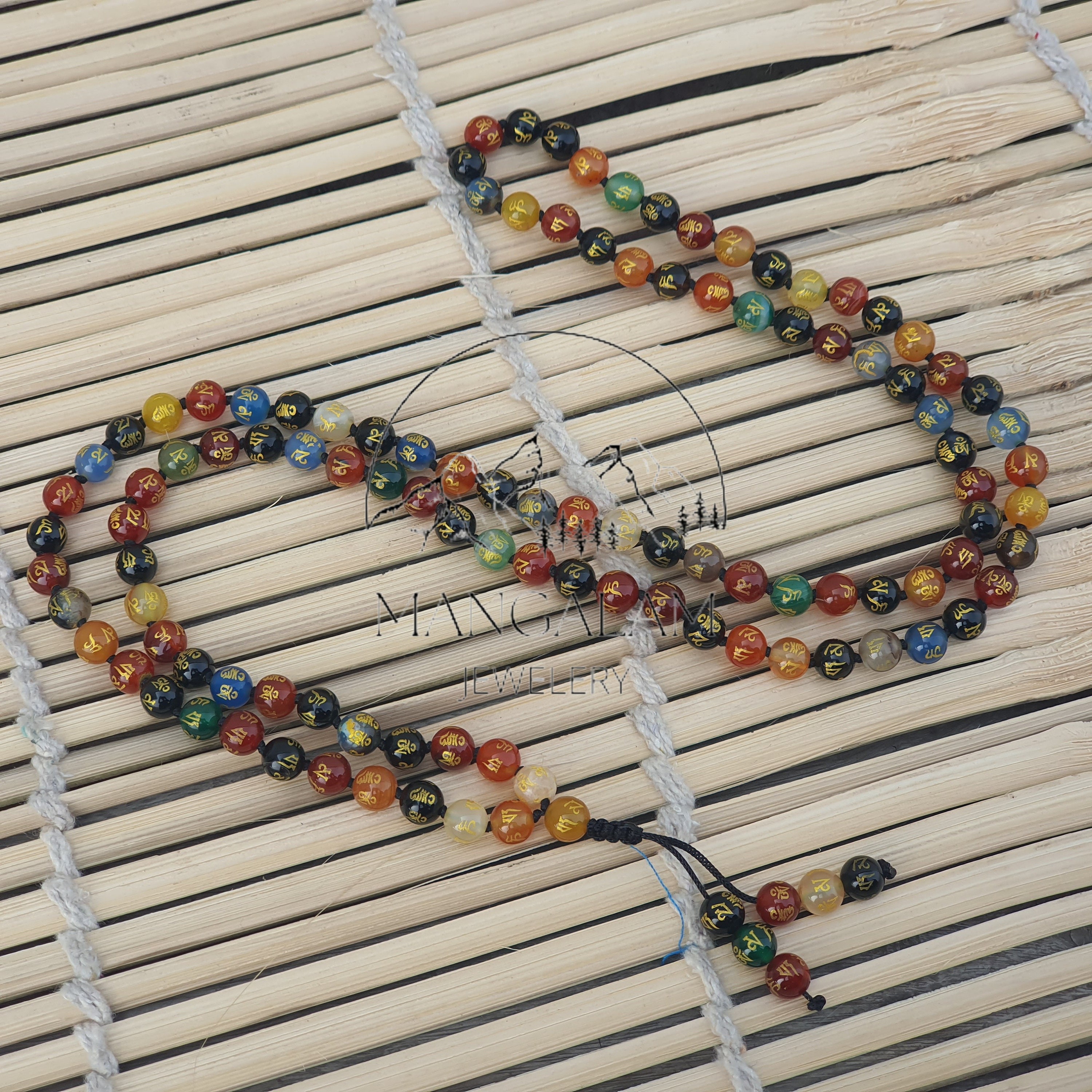 Collana Bracciale Mala Buddista 6mm In Agata Naturale Multicolore, 108 Perline, Regalo - Foto 3