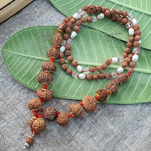Siddh Mala - 1 to 14 Mukhi Rudraksha Beads With Gauri Shankar and Ganesh Rudraksha, Indonesian Beads Lab Certified, Handmade Jewelry Siddha