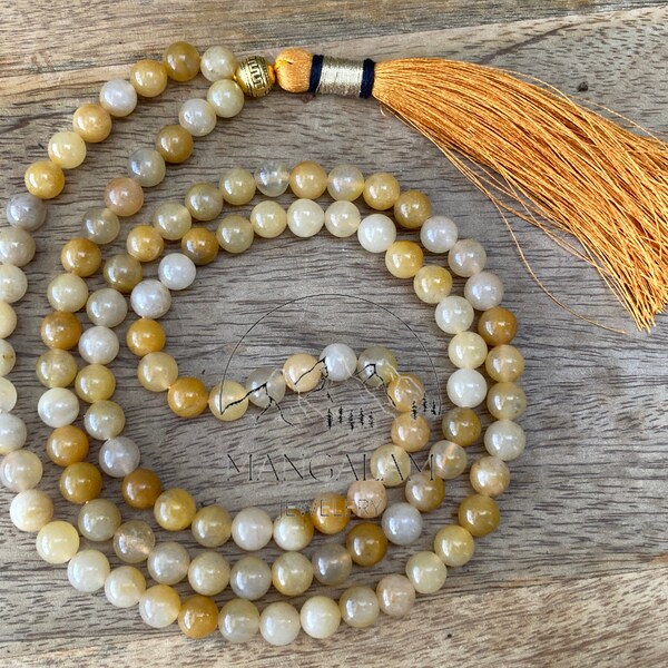 Yellow Aventurine Mala, Prayer Mala, Yellow Aventurine Necklace, Gifts For Her, Gifts For Him., Handmade Jewelry