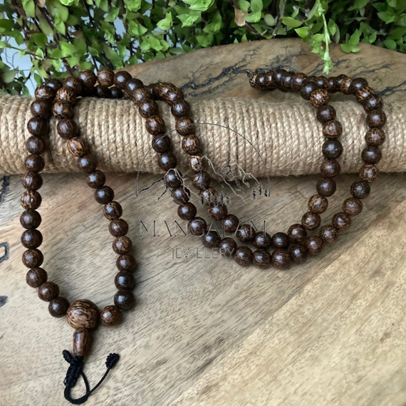 Wooden prayer beads necklace discount