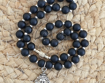 Shaligram Mala With 925 Silver Sterling Narasimhadev Pendant ,Lord Narsimha Handmade Shaligram Necklace, Shaligram Kanthi Mala