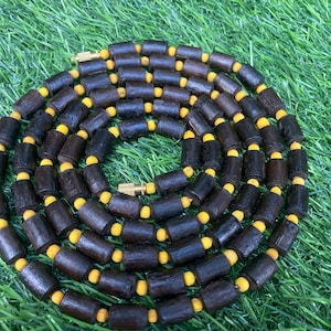 Bruine tulsi-ketting, tulsi-mala, Krishna-ketting, kantha mala, godsgeschenken, gunstige geschenken