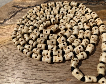 Bone Skull Mala, Kapala Prayer Beads, Protection Necklace, Buddhist Jewelry, Yoga Gifts, Handmade Jewelry