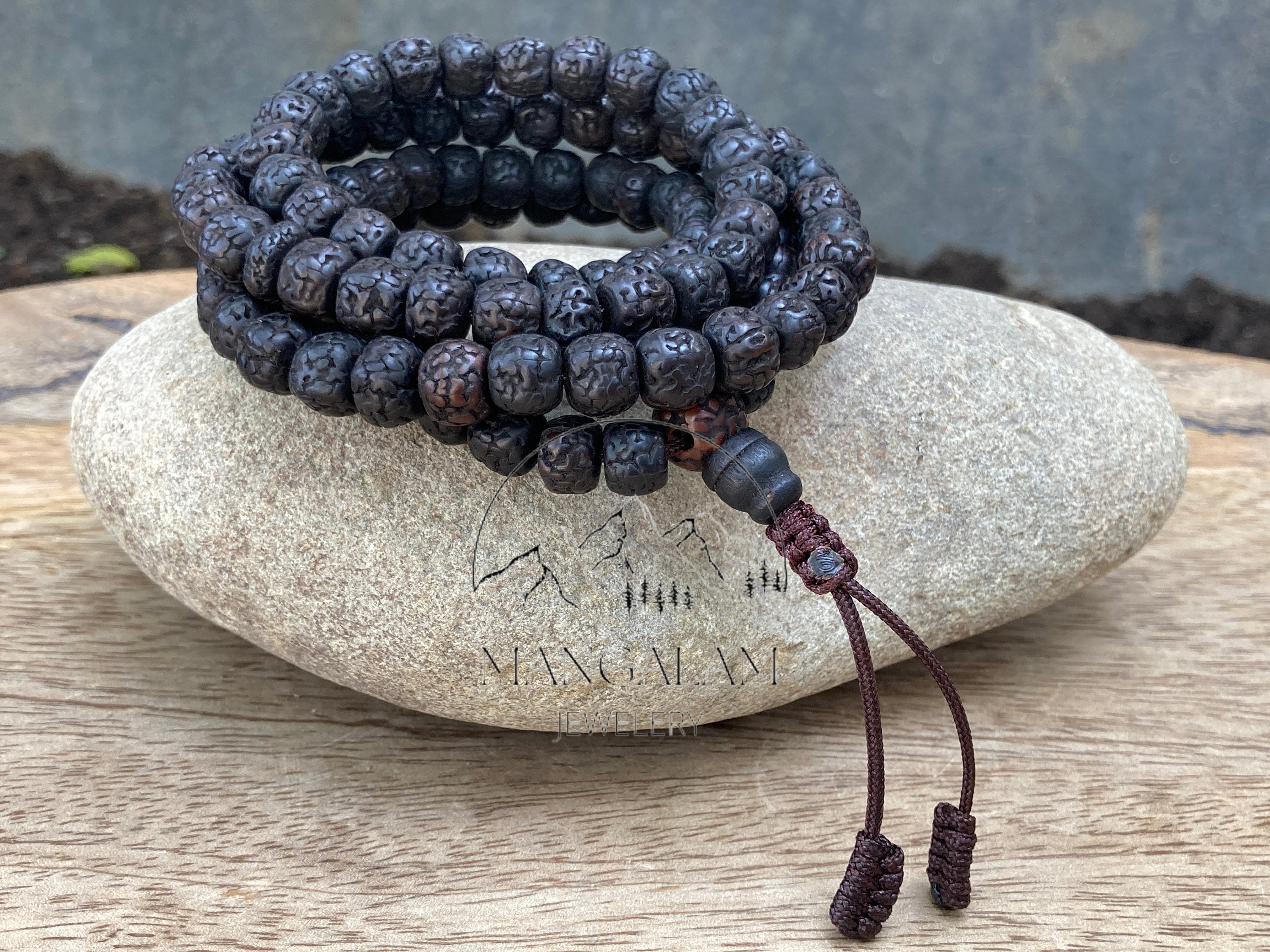 Black Lava Bead Rudraksha Bracelet