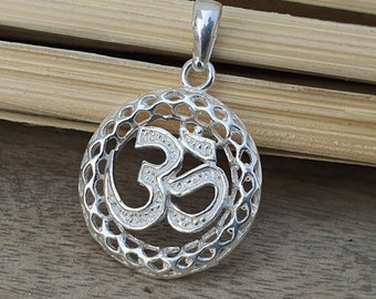 925 Sterling silver OM Necklace, Men om jewelry, Women Om necklace. Unisex Om pendant Choose Om Pendant. Choose Chain