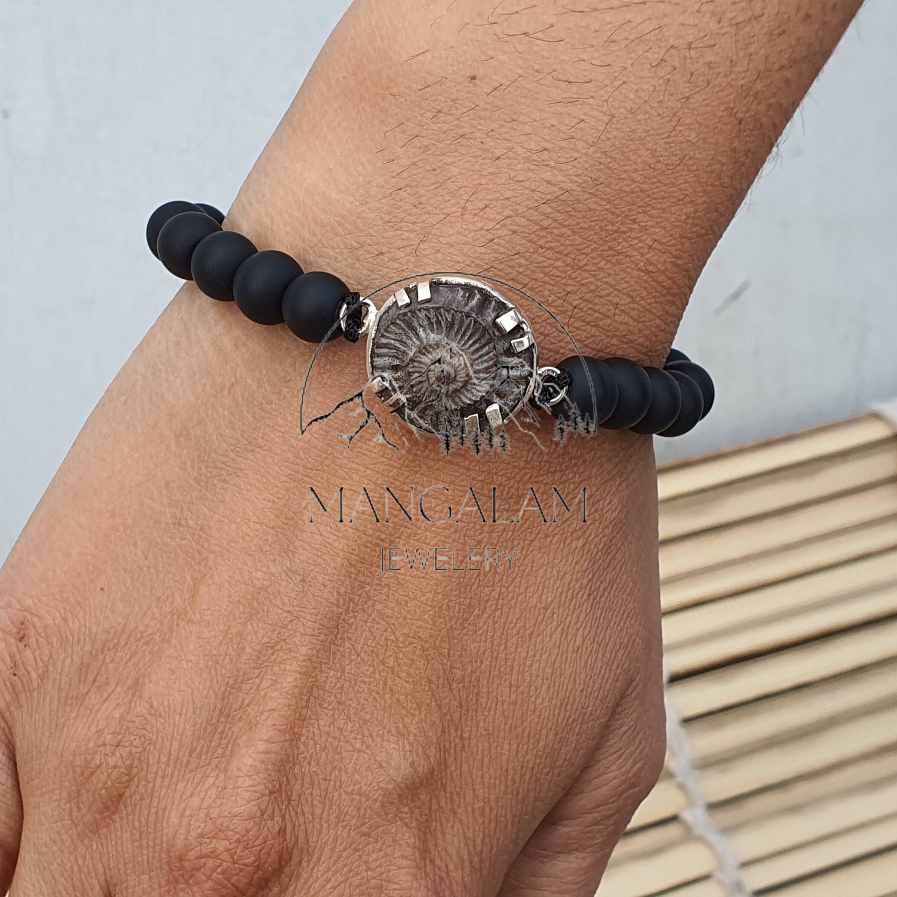 Shaligram Bracelet With Surya Sudershan Shaligram, Sudershan Shaligram, Silver Pendent, Sudershan Bracelet
