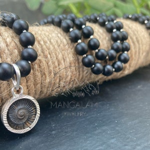 Shaligram Mala with  Silver Shaligram Pendent ,Shaligram Necklace, Rosary Mala, Symbolic Necklace