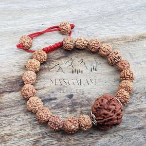 5 Mukhi Rudraksha Bracelet -Lab Certified, Spiritual Gifts, Five Faced Rudraksha Bracelet 5 Face Rudraksha Shiva bracelet