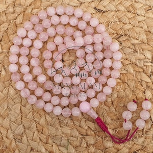 Rose Quartz , Rose Quartz Necklace For Love & Friendship, Rose Quartz Stone Healing Necklace, Prayer Bead Necklace-Meditation