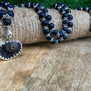 Shaligram Mala, with Sudershan Shaligram Pendent, Shaligram Necklace, Rosary Mala, Symbolic Necklace