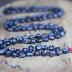 Black Skull mala, Kali Necklace, Kapala Necklace, Mala Beads, Skull Necklace, Shiva Necklace, Handmade Jewelry