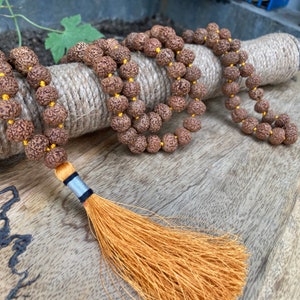 Big Size 7 Mukhi Rudraksha Mala - Lab Certified, Rudraksha Necklace, 108 Mala Beads, Knotted Mala, Japa Mala, Yoga Mala