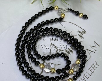 Black Onyx Mala With Sphatik Mantra Beads, Tibetan Mala, Evil Eye Protection Mala, Gift For yoga Lovers