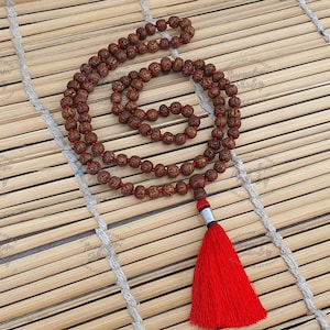 108 Natural Knotted Brown Aged Rudraksha Seed Mala Prayer Beads, Sacred Rudraksha Mala, Meditation Mala, Buddhist Japa Mala, Rudraksha Bead
