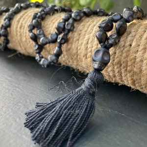Black Skull mala, Kali Necklace, Kapala Necklace, Mala Beads, Skull Necklace, Shiva Necklace, Handmade Jewelry