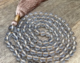 AAA Sphatik Mala-Lab Certified, Sphatik Necklace, Sphatika Mala, 108 Mala Beads, Hand Knotted Mala, Statement Necklace, Japa Mala, Yoga Mala