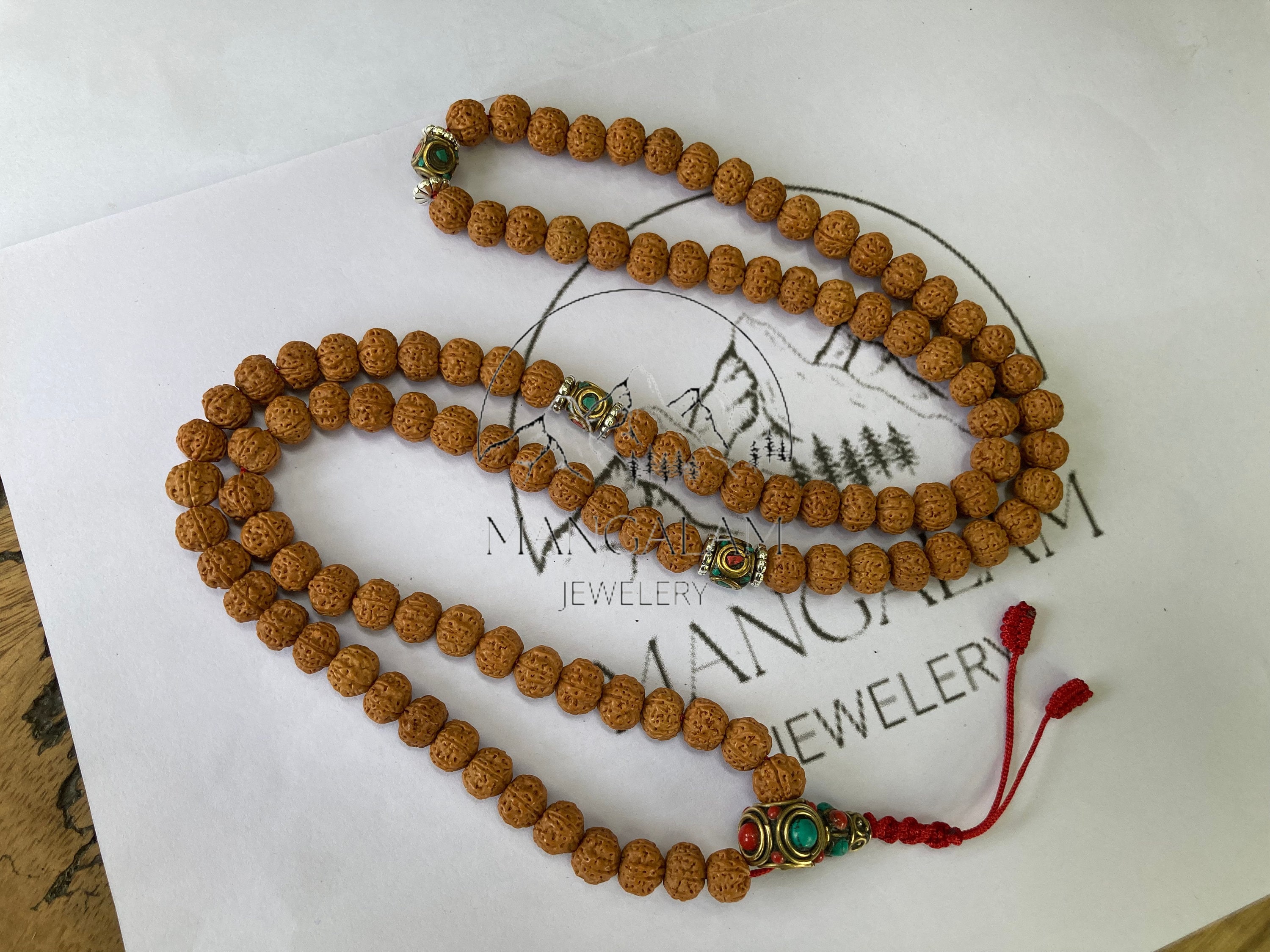 Pathri Rudraksh Very Rare Rudraksha Pathri Mala, Chikna Pathar Mala 10MM, Tibetan Bead ...