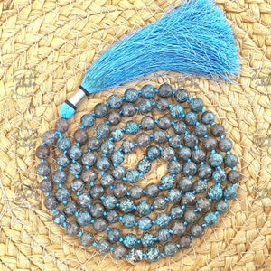 Shattuckite Mala, Prayer Beads Necklace, Natural Semi Precious Stone, Meditation Mala, 108 Beads Mala