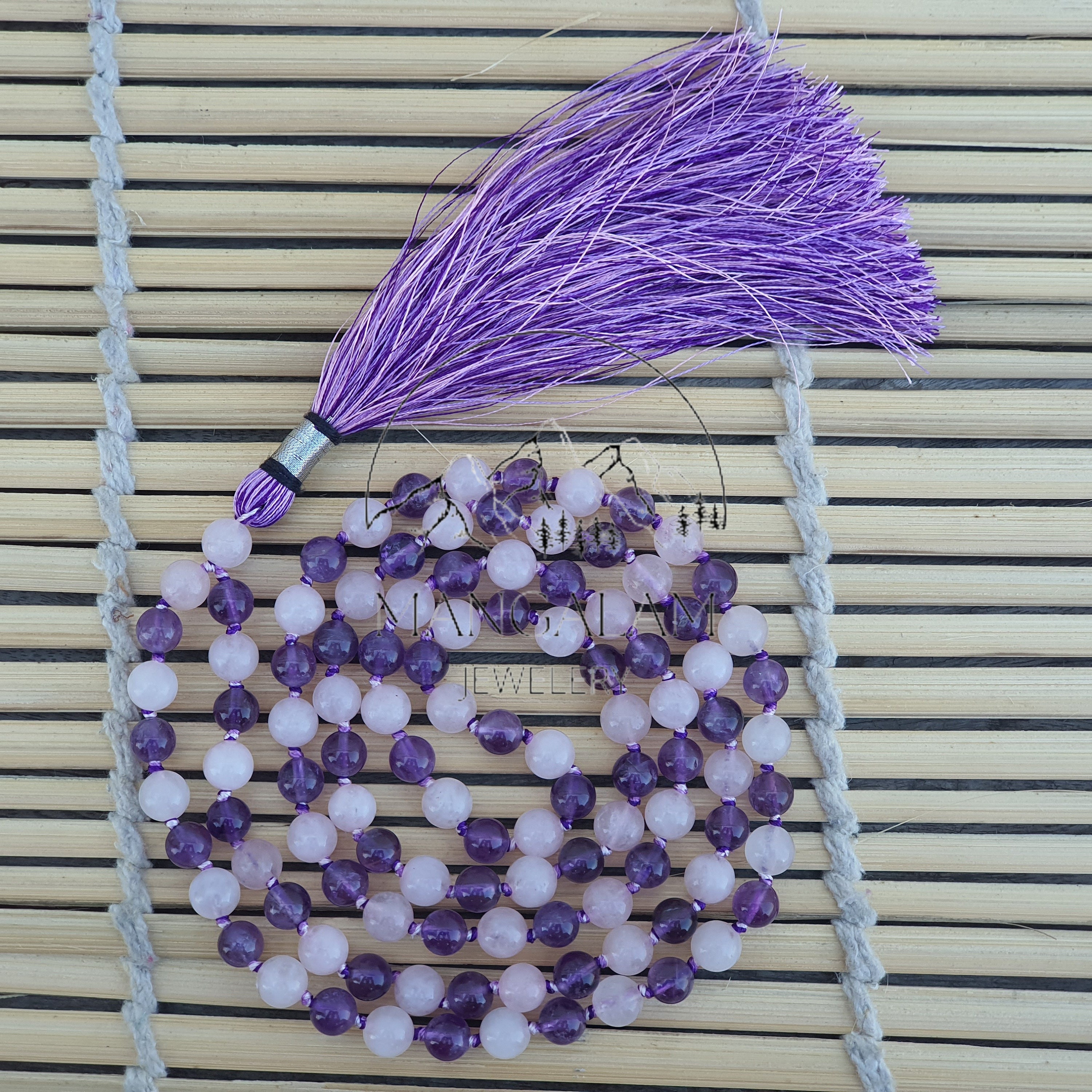 Collana Mala in Quarzo Rosa Naturale da 8 mm con 108 Perle e